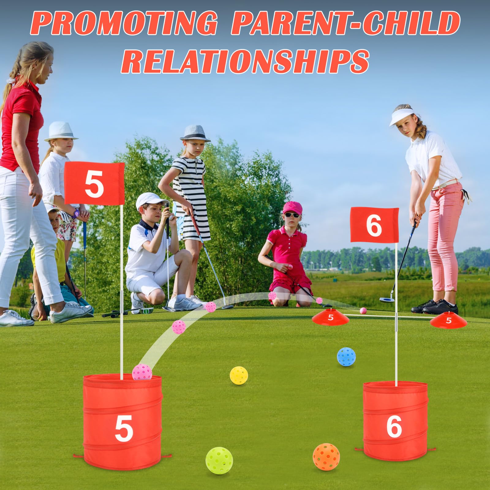 deAO Golf Yard Game six holes, helps beginners practice target accuracy.