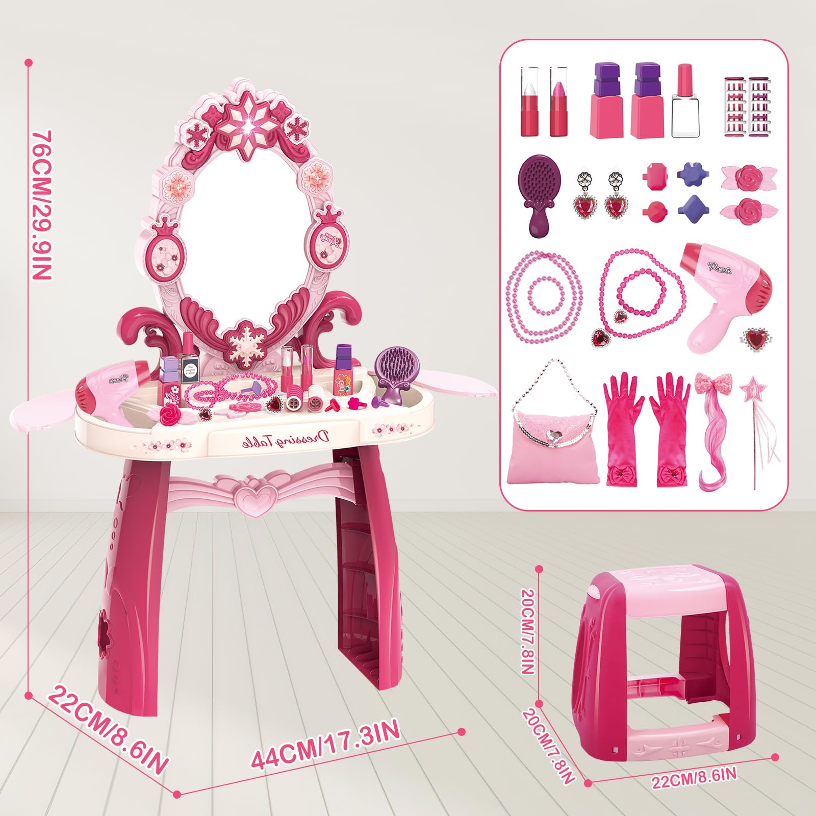 deAO Hair Dryer Toy and Accessories enable interactive styling during playtime