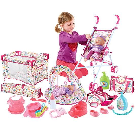 deAO Kids baby doll stroller: ideal for nurturing role-play and portable pretend play.