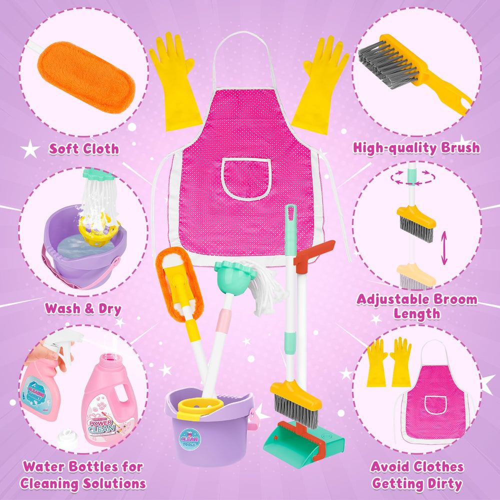 deAO Kids Cleaning Set brush for scrubbing practice and pretend housekeeping.