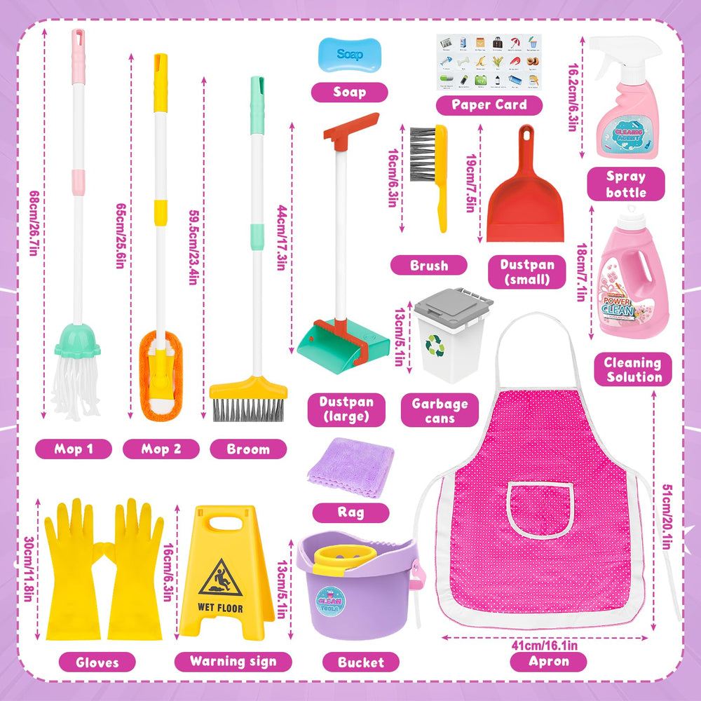 deAO Kids Cleaning Set dust pan for quick tidy-ups in play.