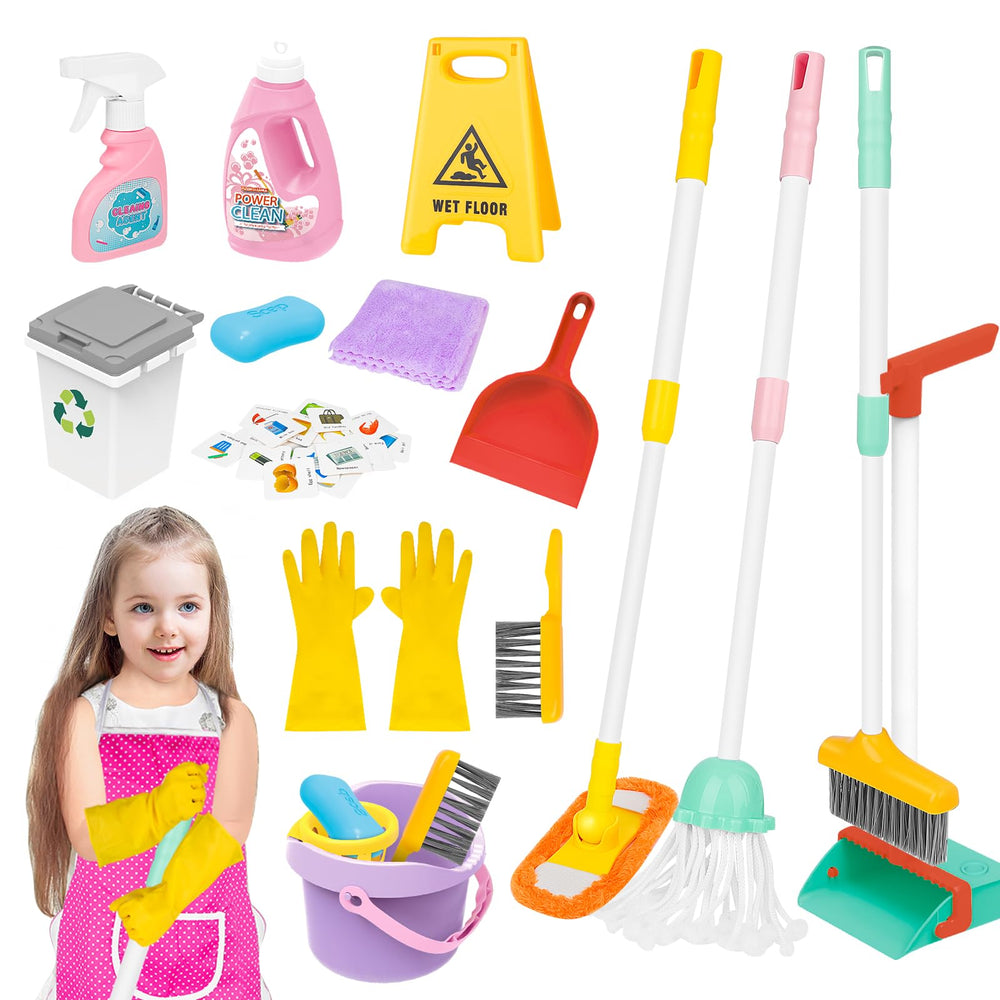 deAO Kids Cleaning Set spray bottle for pretend mopping and cleaning rituals.