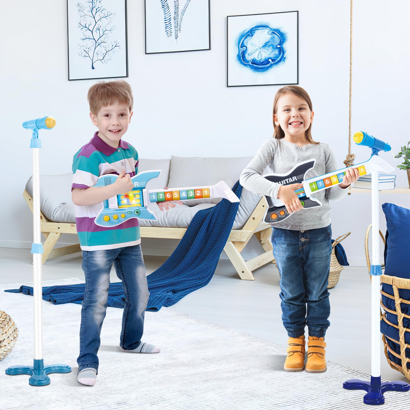 deAO Kids eight rhythms control buttons blue support varied musical styles