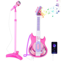 deAO kids guitar and microphone play set in action boosts imaginative play and musical exploration.