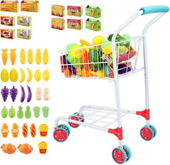 deAO Kids shopping cart with a sturdy metal frame and pivoting front wheels for easy maneuverability.