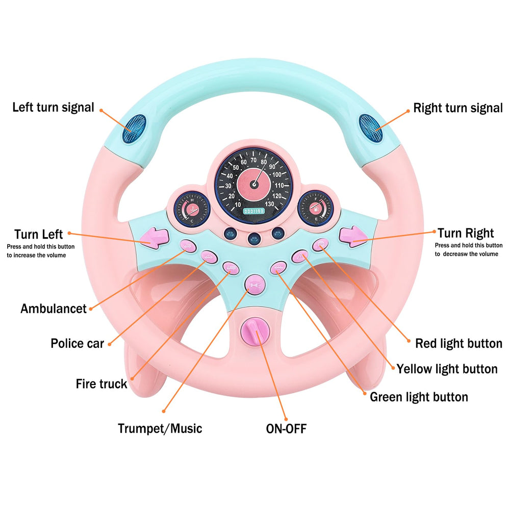 deAO steering wheel dashboard indicators with lights for interactive play