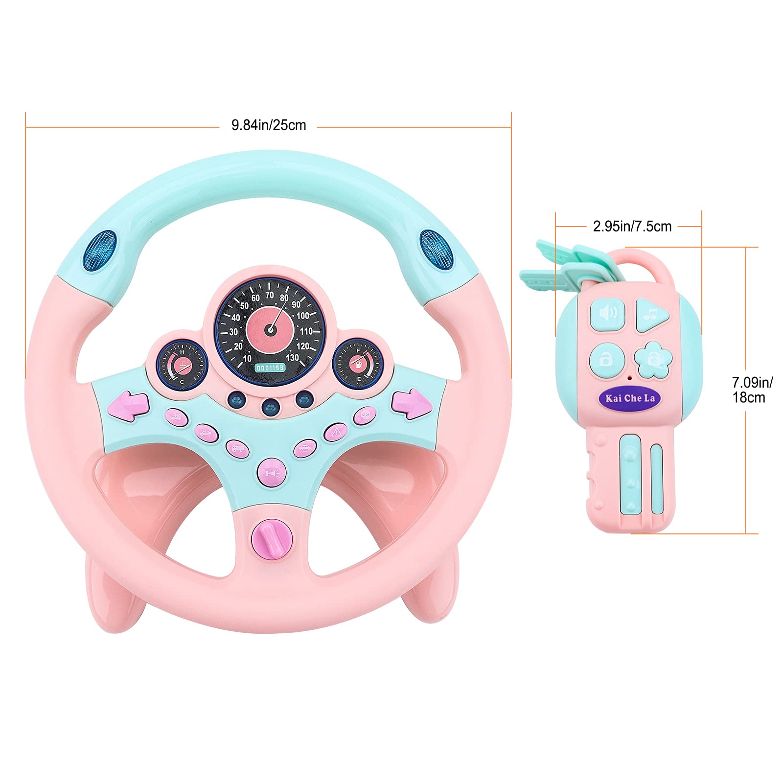 deAO steering wheel in-car entertainment setup for kids