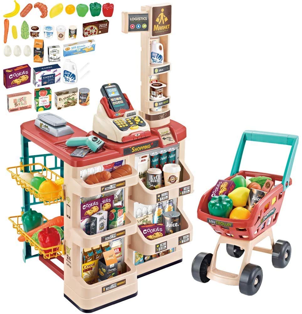 deAO Kids Supermarket assembly activity encourages parent-child bonding during setup.