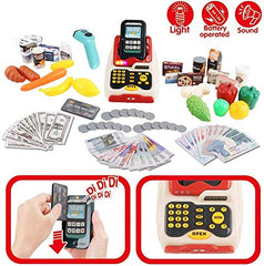 deAO Kids Supermarket scanner with light promotes interactive checkout play.