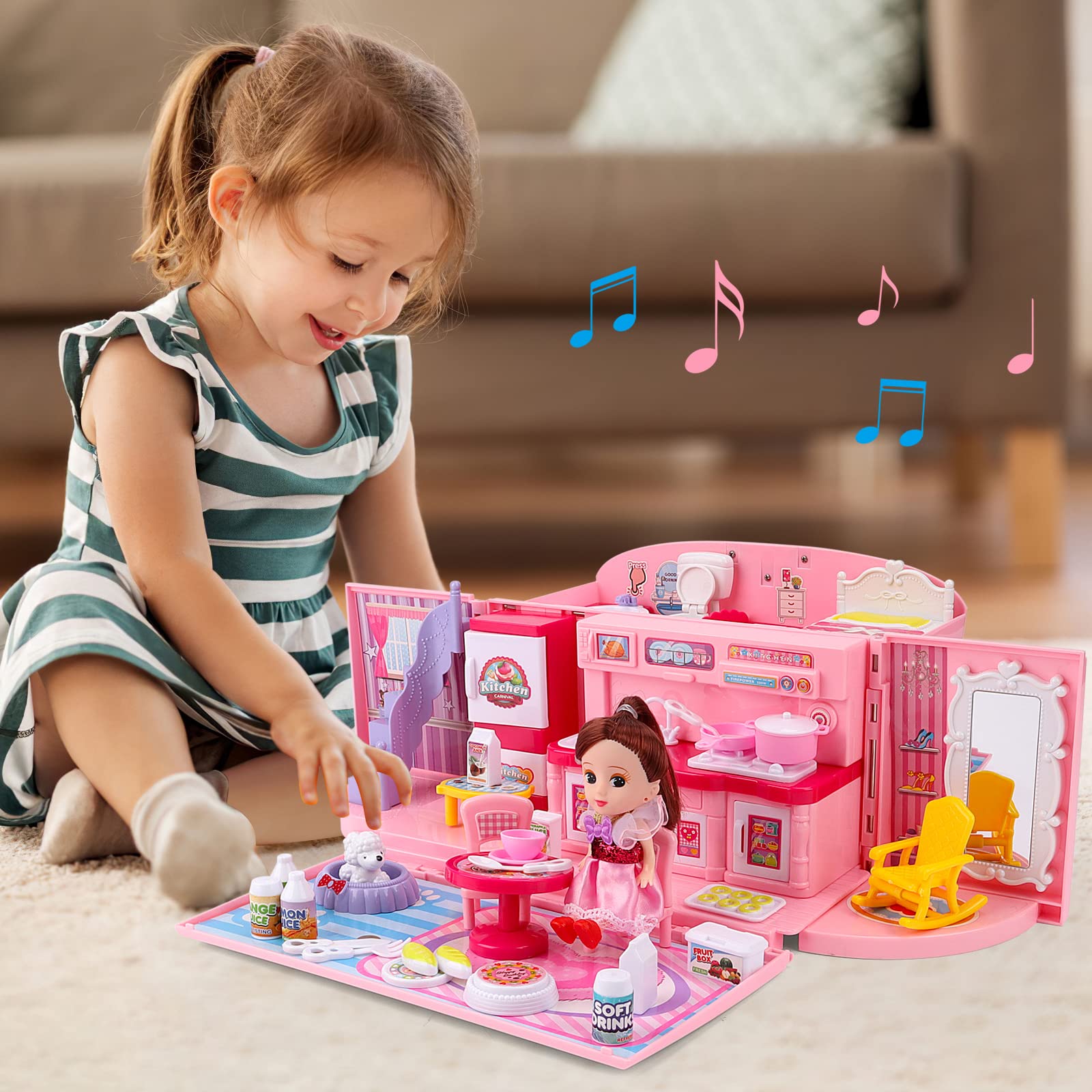 deAO kids toy gift-ready dollhouse, perfect for Christmas or birthdays.