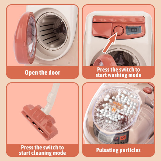 deAO vacuum playset with sounds supports pretend cleaning