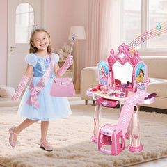 deAO Kids Vanity Table and Chair set for pretend makeup and dressing
