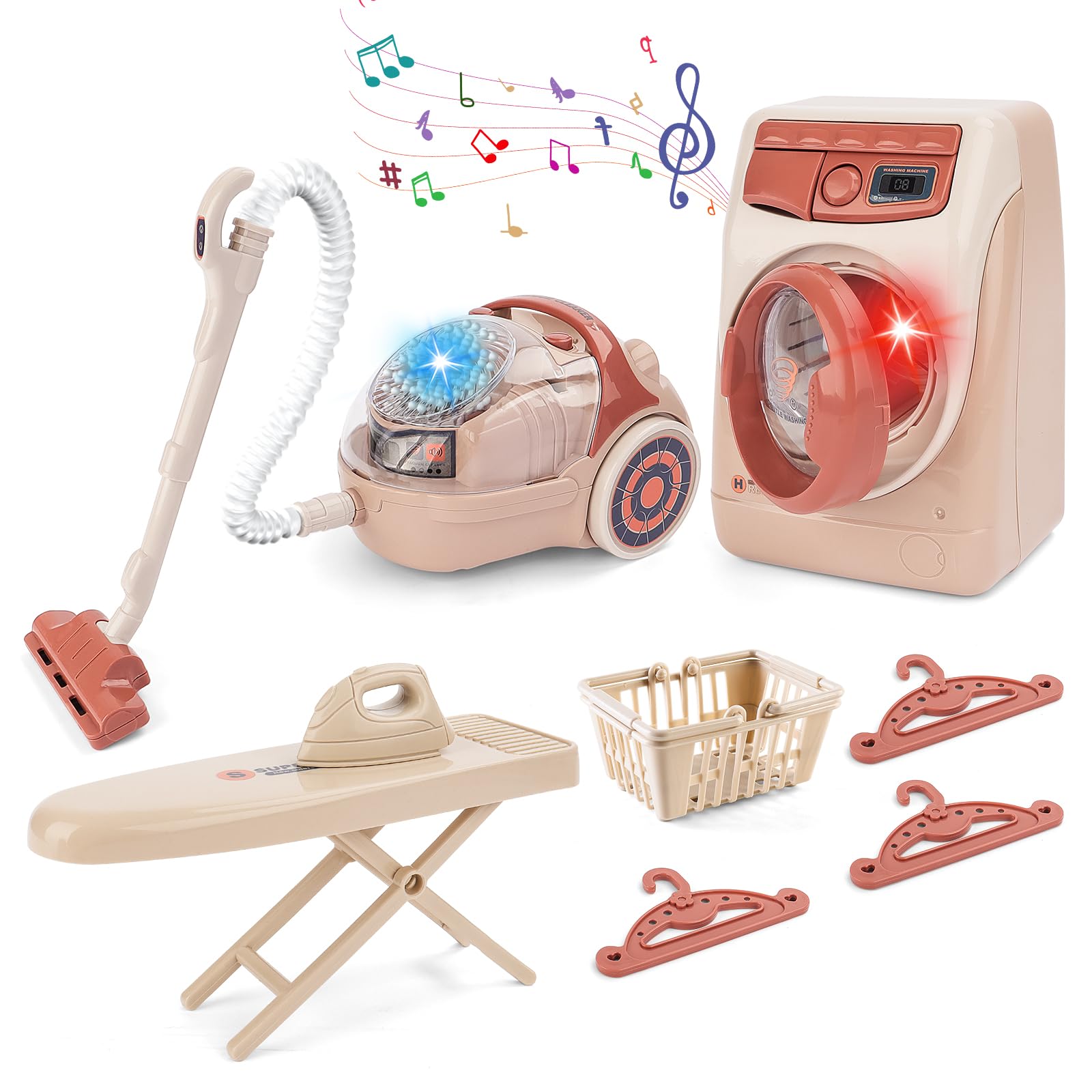 deAO washing machine playset with lights enhances imaginative laundry role-play