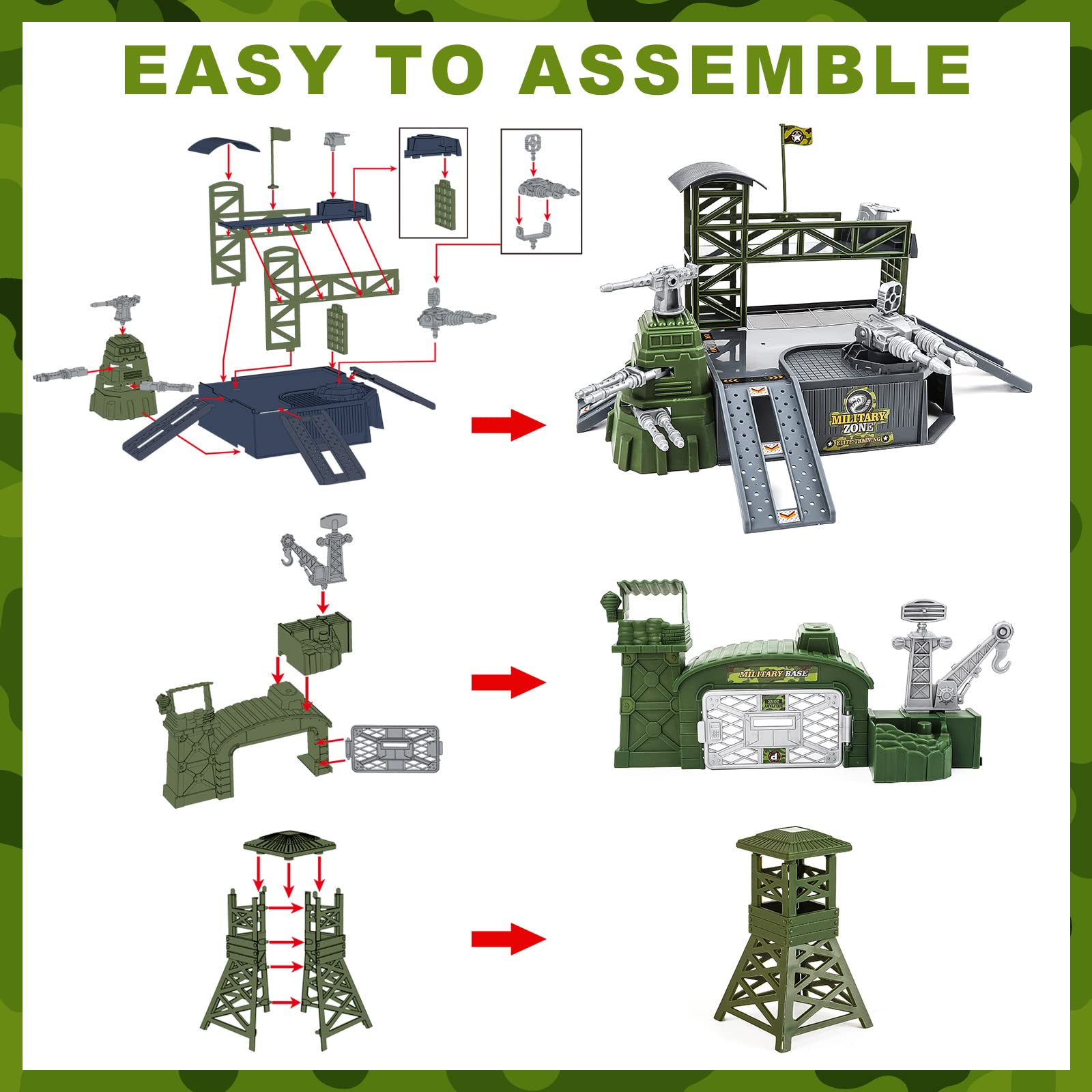 deAO Military Base Set army vehicles are built for durable play.