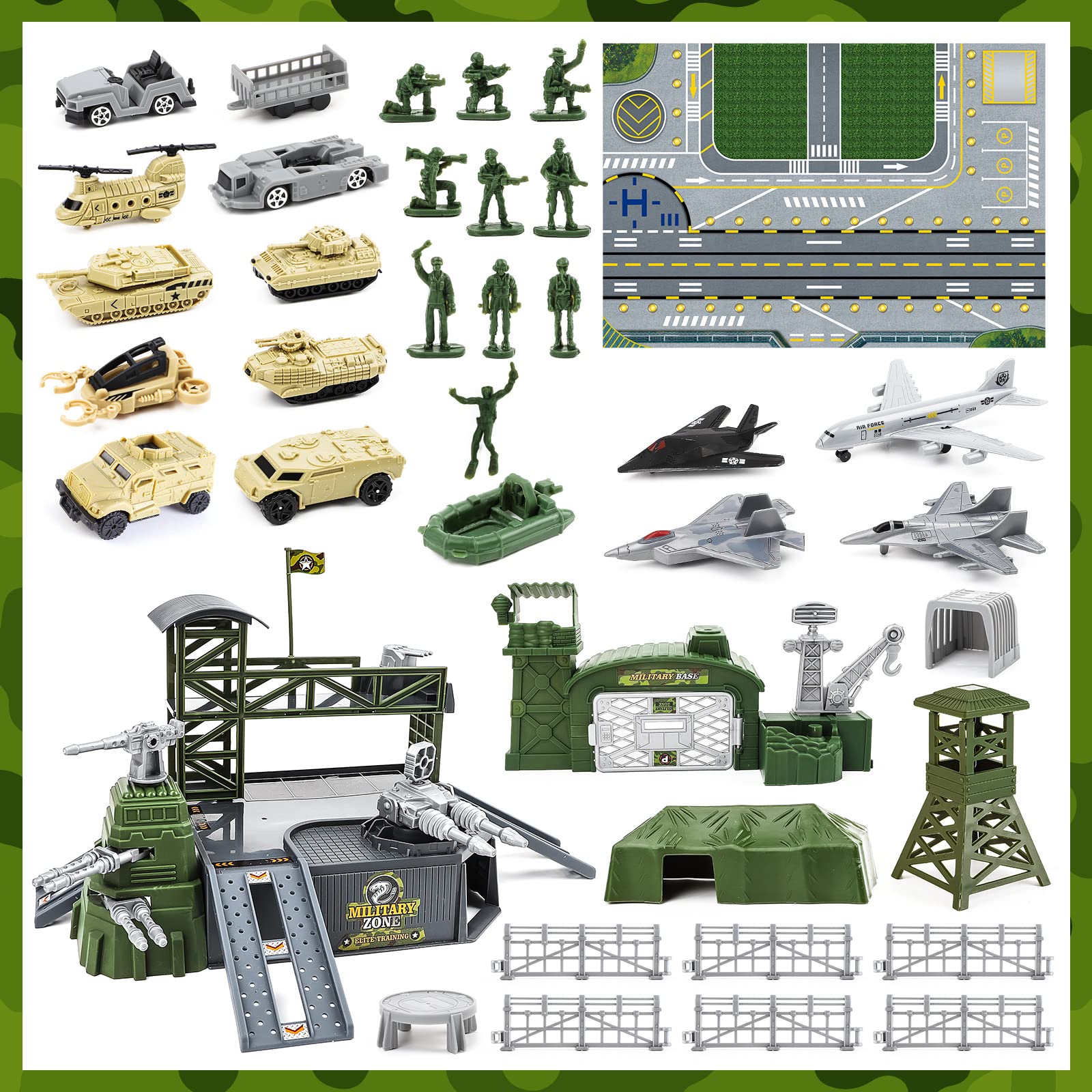 deAO Military Base Set flags add color and signaling for missions.