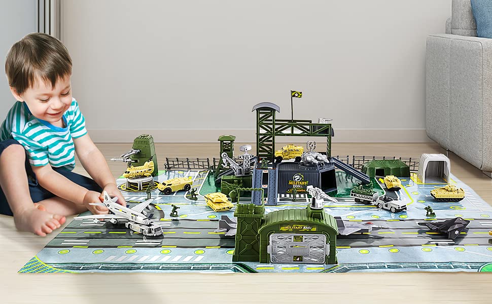 deAO Military Base Set play mat detail supports strategic planning.