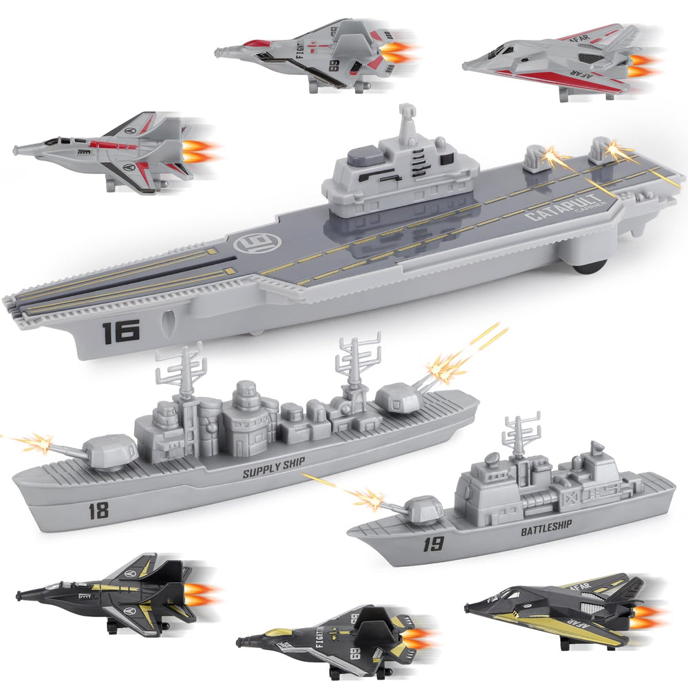 deAO model military naval ship aircraft carrier toy play set with realistic carrier for imaginative play