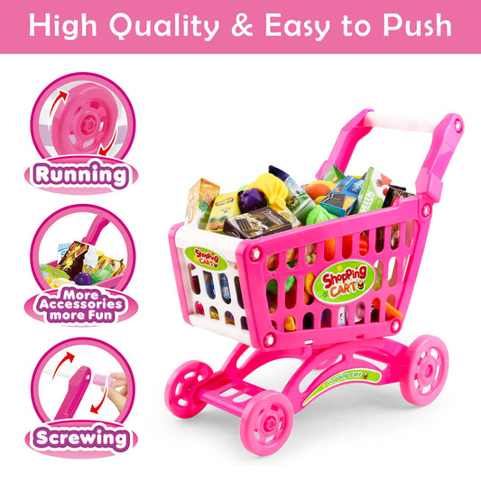 deAO pink fruit and vegetable set for pretend grocery shopping