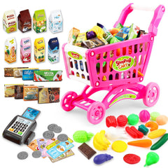 deAO pink shopping cart assembly enables quick setup for play
