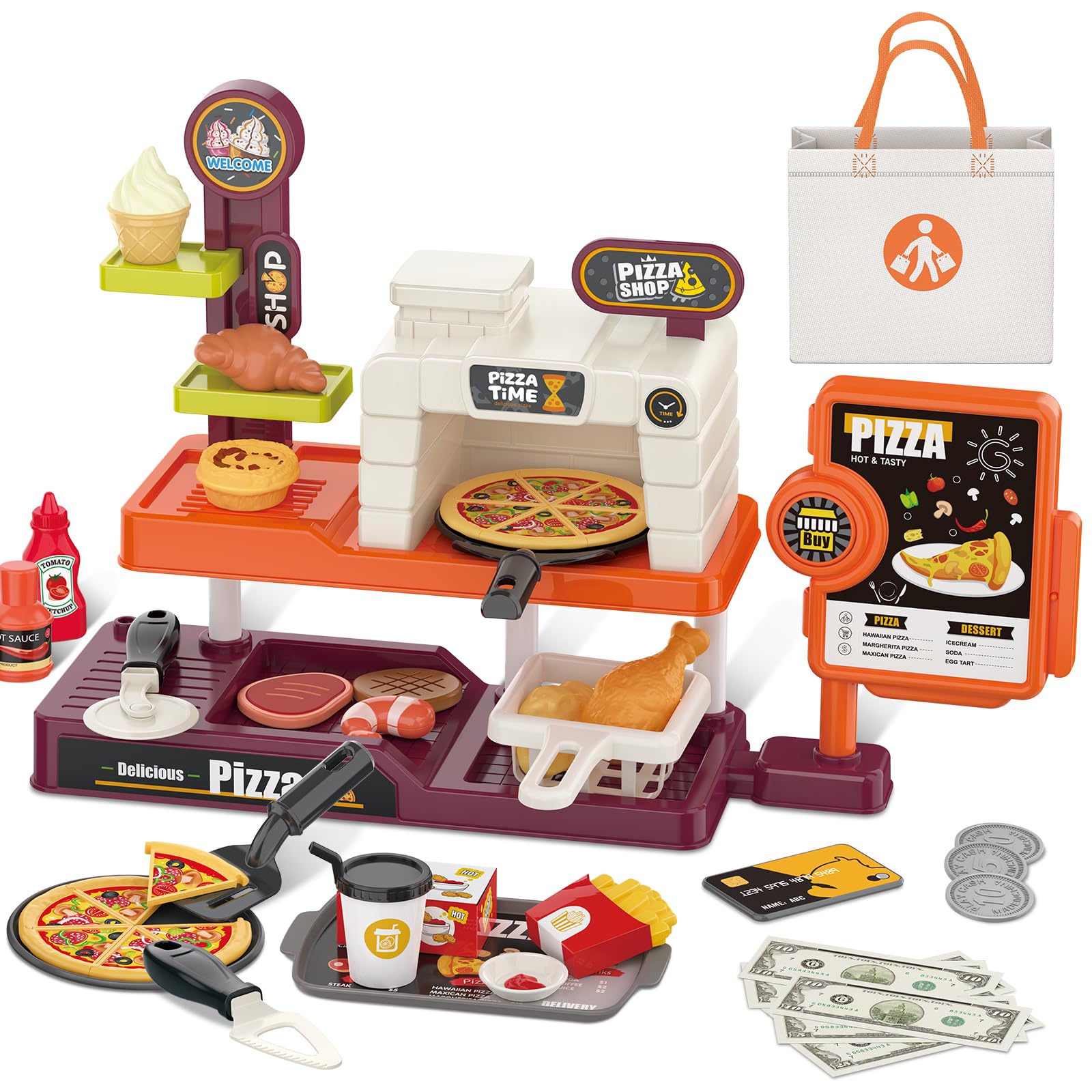 deAO pizza play set pizza slice for realistic pretend slicing and roleplay fun