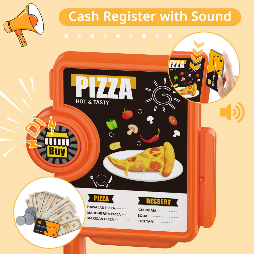 deAO pizza play set serving plate stores meals and supports sharing pretend meals