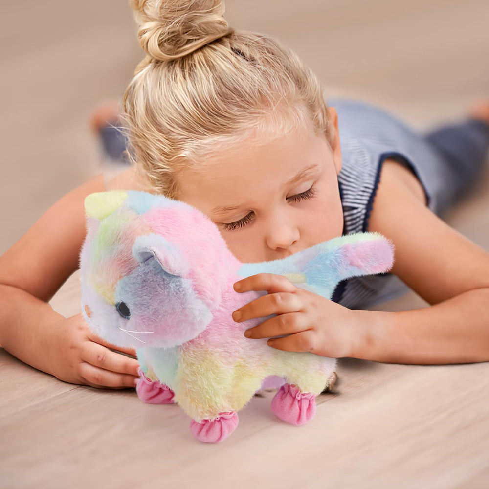 deAO plush cat tail-wag action promotes imaginative pretend play.