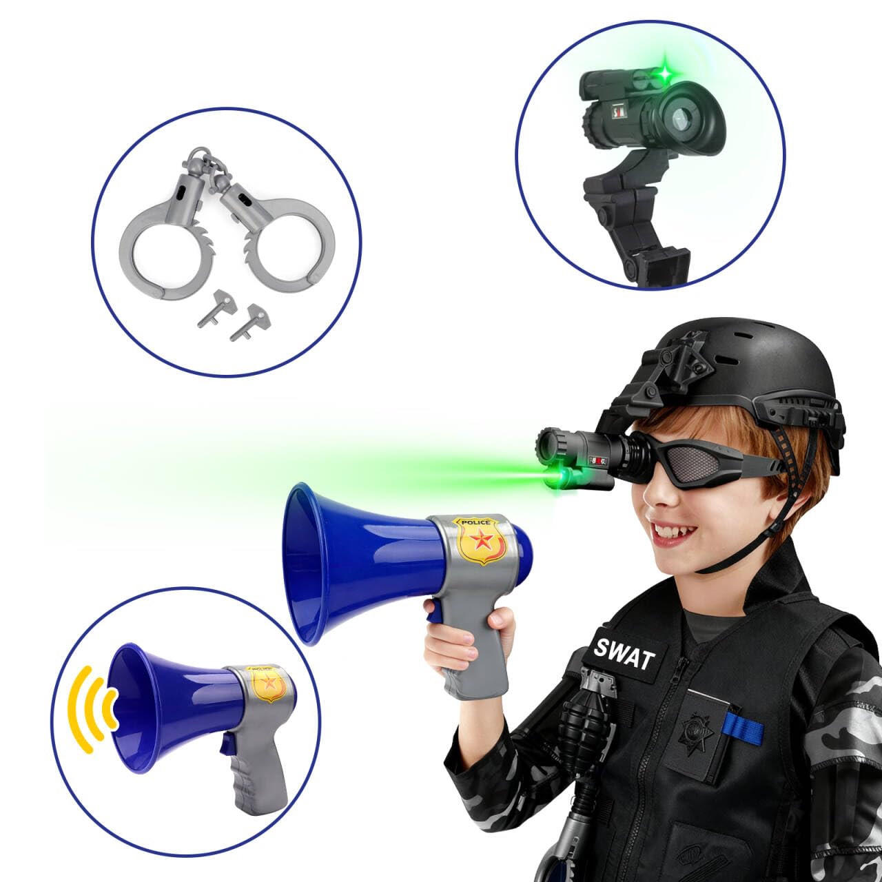 deAO Police Officer Costume glasses: completes the realistic look for pretend play.