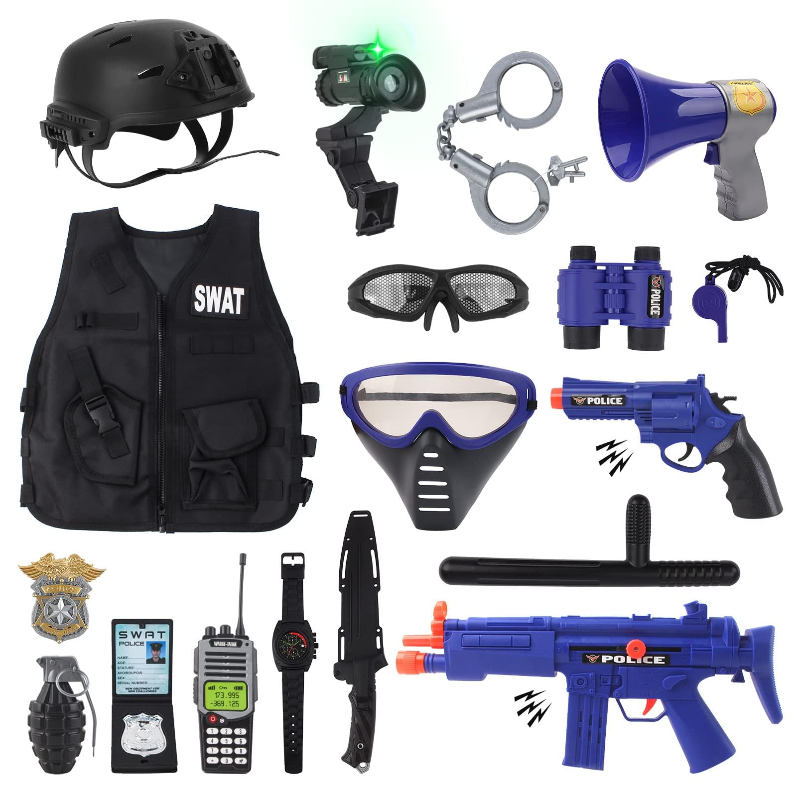 deAO Police Officer Costume helmet: durable gear for imaginative play sessions.
