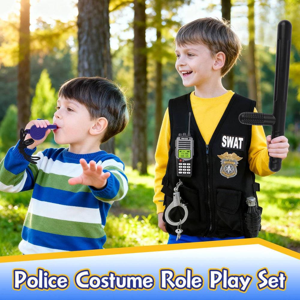deAO Police Officer Costume SWAT vest: easy-on, adjustable design for growing kids.