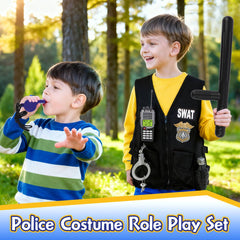 deAO Police Officer Costume SWAT vest: easy-on, adjustable design for growing kids.
