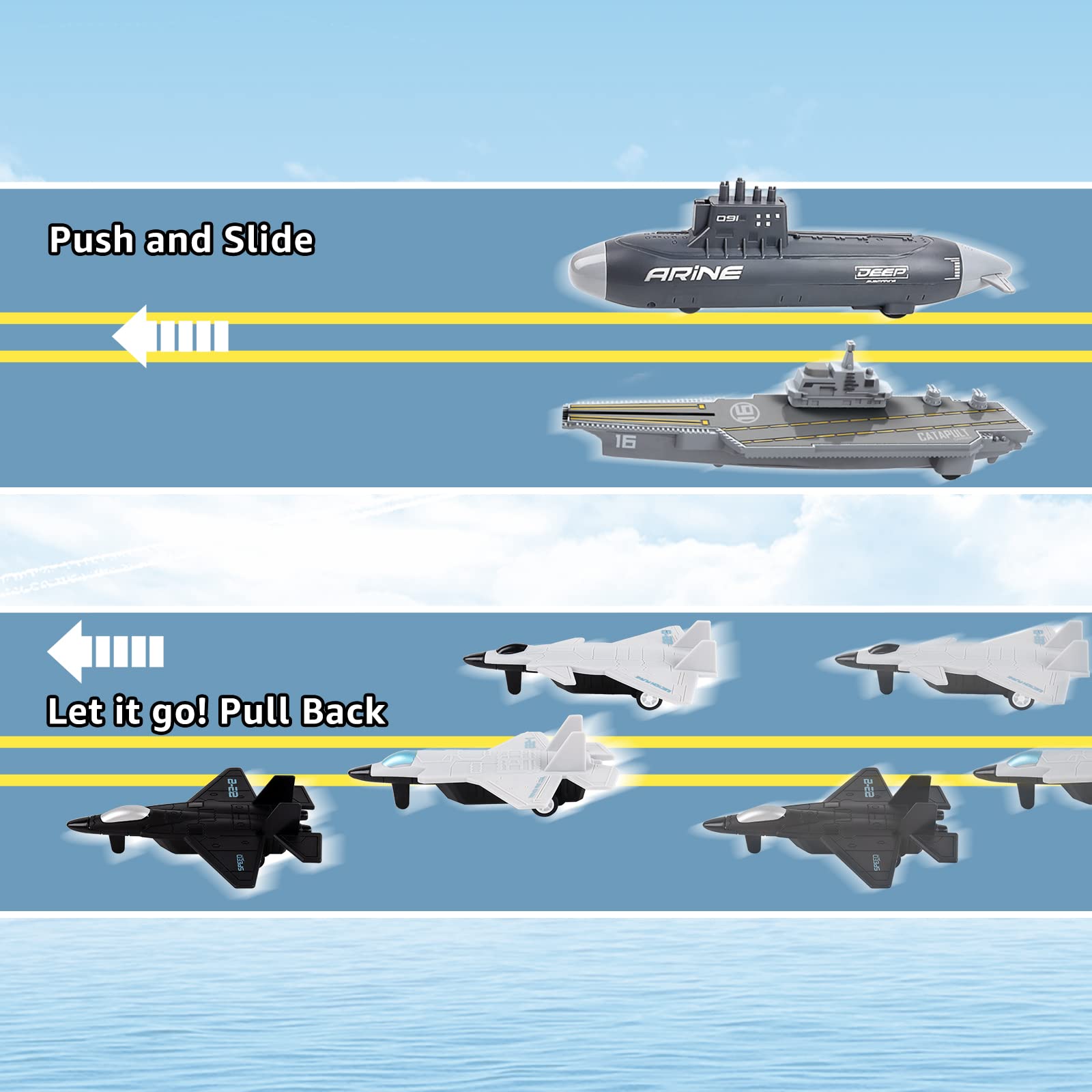 deAO six fighter planes foster fast play and coordination during missions.