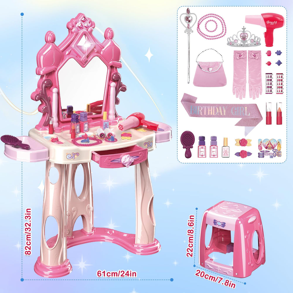 deAO toddler vanity dresser promotes safe, easy setup for quick playtime
