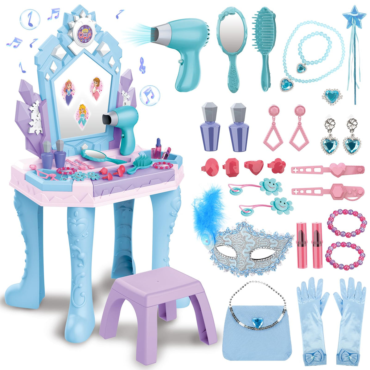 deAO Toddler Vanity Mirror – spark imaginative dress-up play with a safe, charming surface