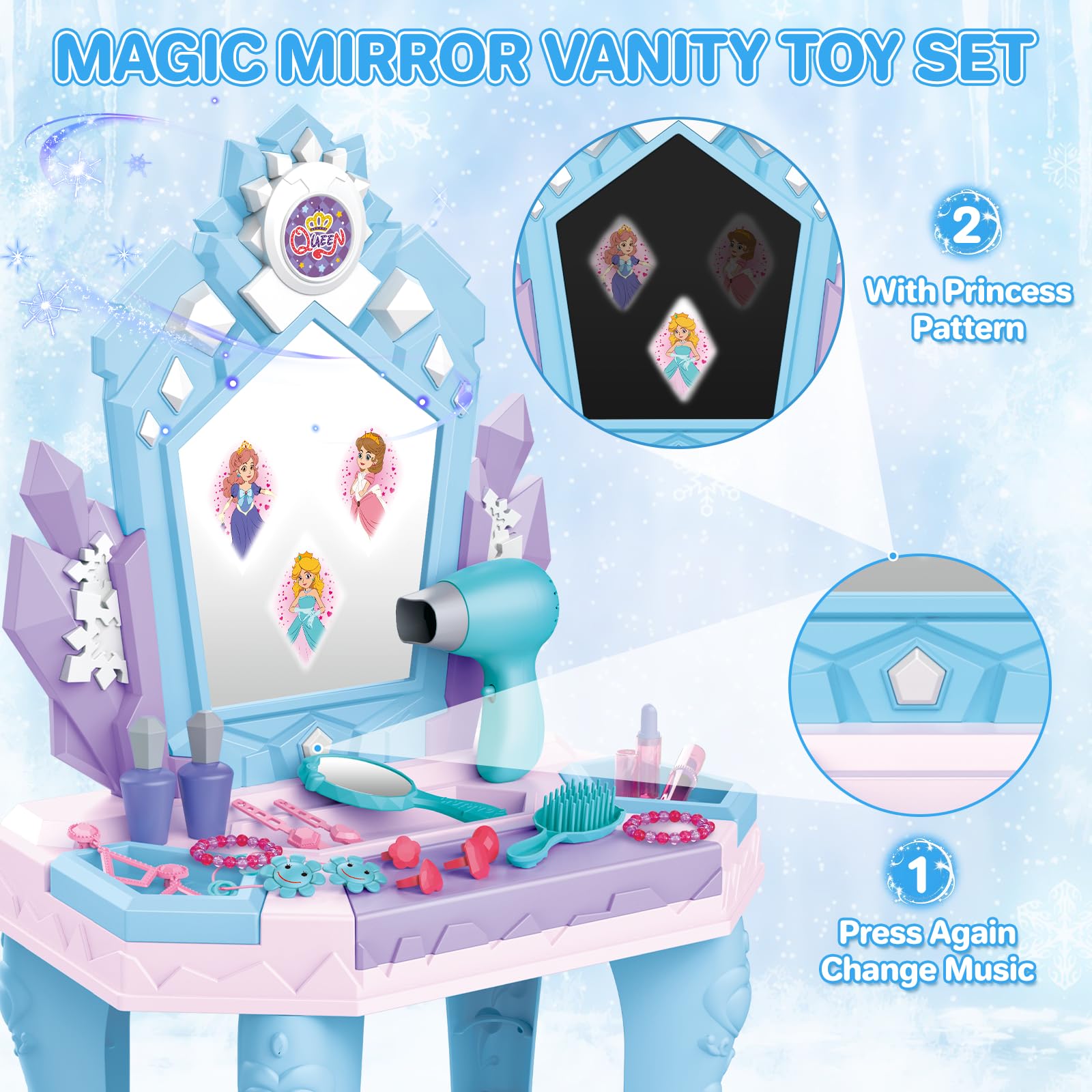 deAO Toddler Vanity Nail Polish Kit – non-toxic colors for safe, imaginative spa play