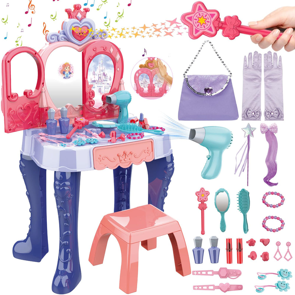 deAO toddler vanity table with mirror enhances pretend play and role-playing fun
