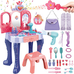 deAO toddler vanity table with mirror enhances pretend play and role-playing fun
