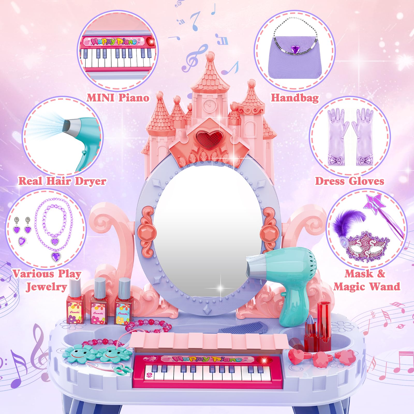deAO toy makeup kit with non-toxic accessories for safe play
