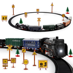deAO Train Set with Light locomotive on track, encouraging pretend play