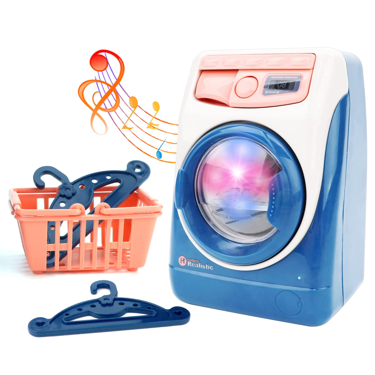 deAO washing machine toy with realistic sounds enhances pretend play realism
