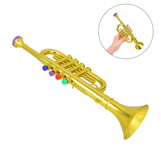 DEARMAMY trumpet toy color-coded keys create simple rhythms for beginners.