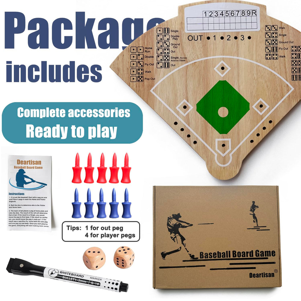 Deartisan Baseball Board Game includes all accessories for immediate play