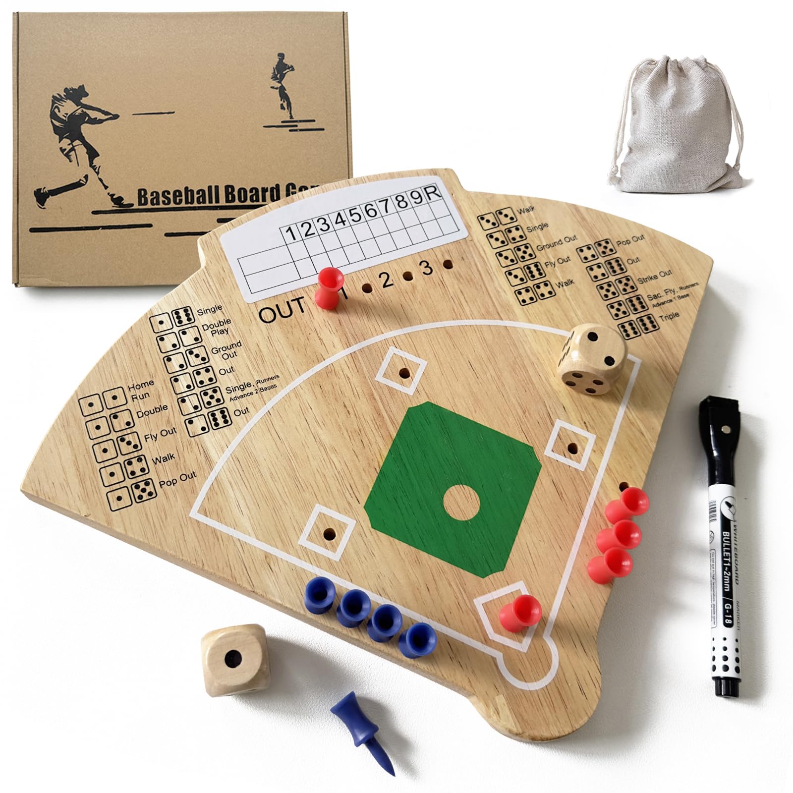 Deartisan Baseball Board Game with oak construction for premium family play