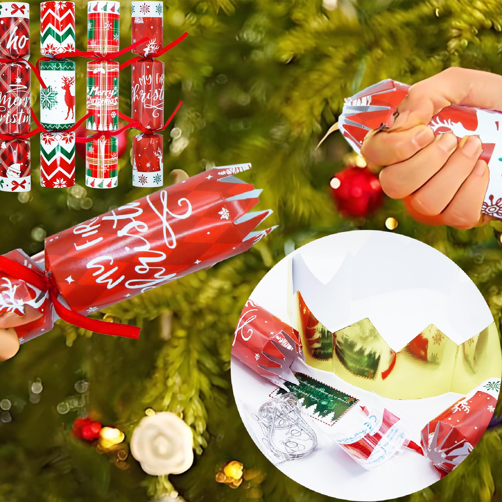Decodinli crackers include gifts inside, adding a playful element to your celebration.
