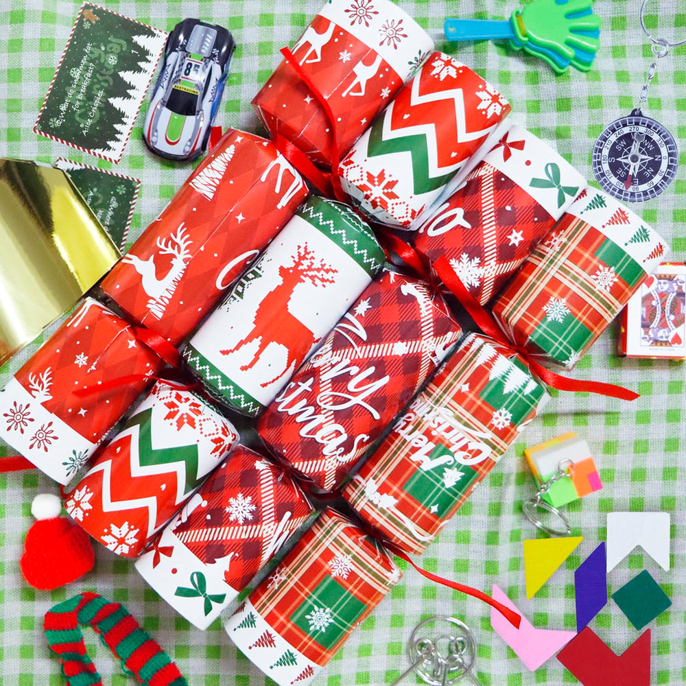 Decodinli Christmas crackers reveal jokes inside, sparking smiles at your holiday gathering.