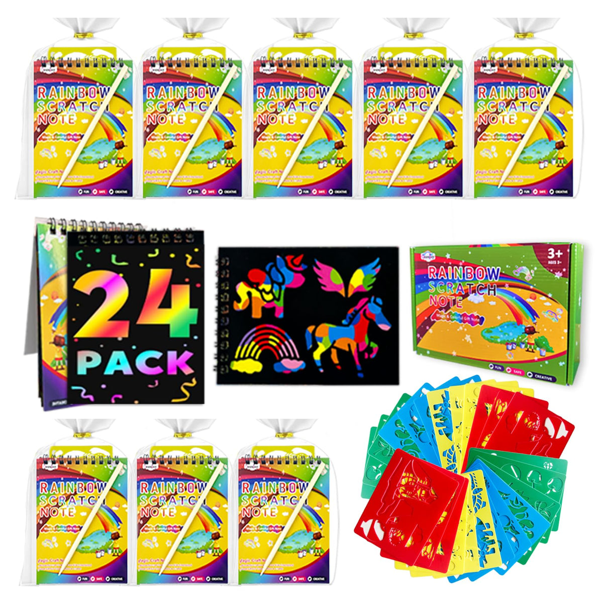 Decojoy rainbow scratch notebook set for kids sparks creativity