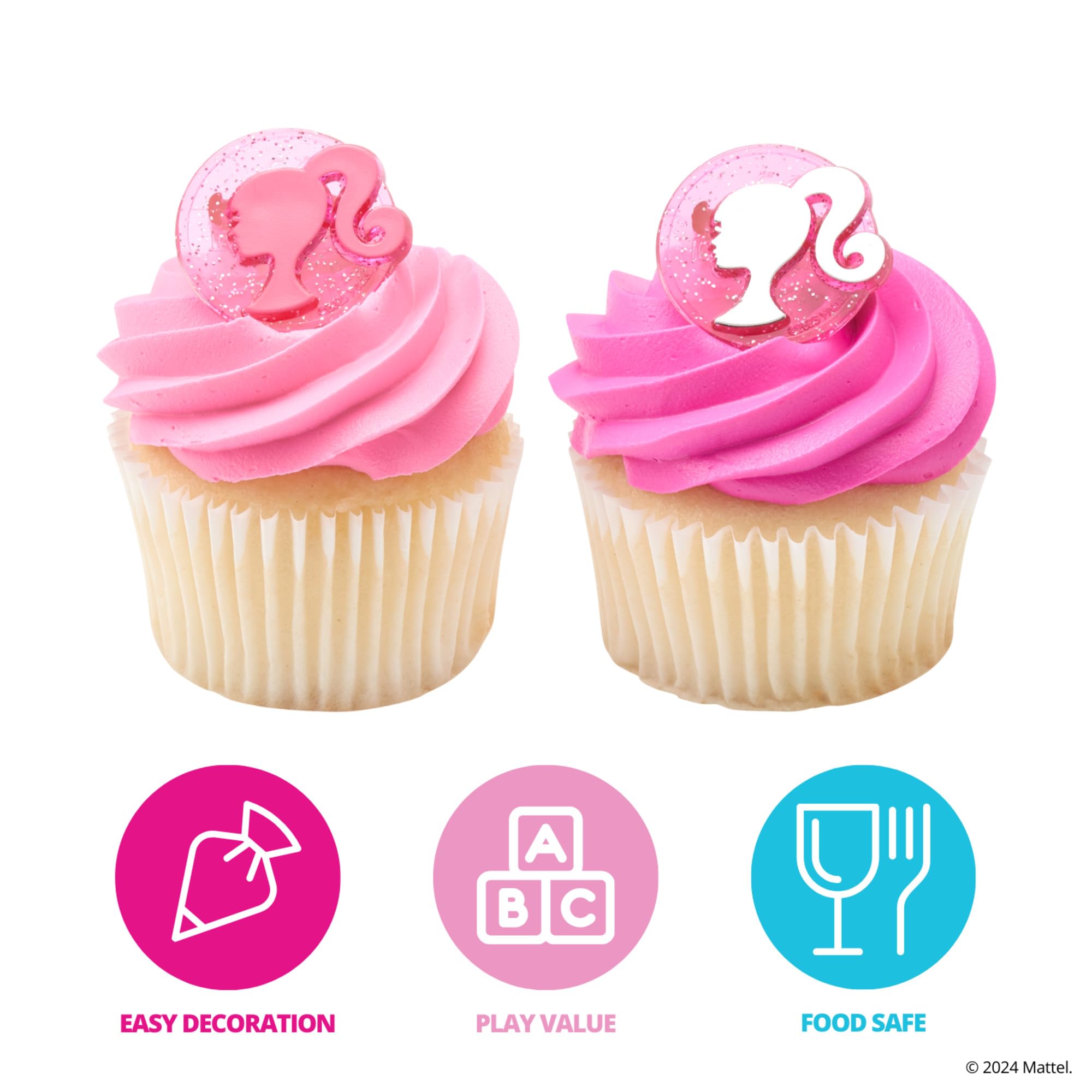 Barbie silhouette rings offer an officially licensed look for desserts.
