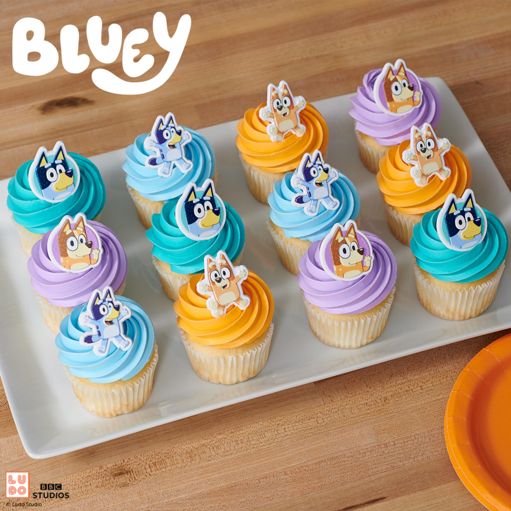 Bluey and friends are featured on DecoPac rings, elevating donuts and muffins