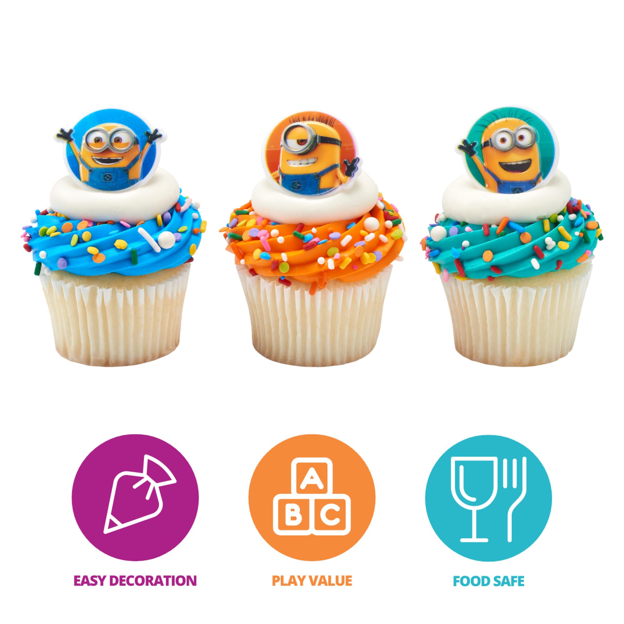 DecoPac Minions Carl cupcake ring on a cupcake for whimsy