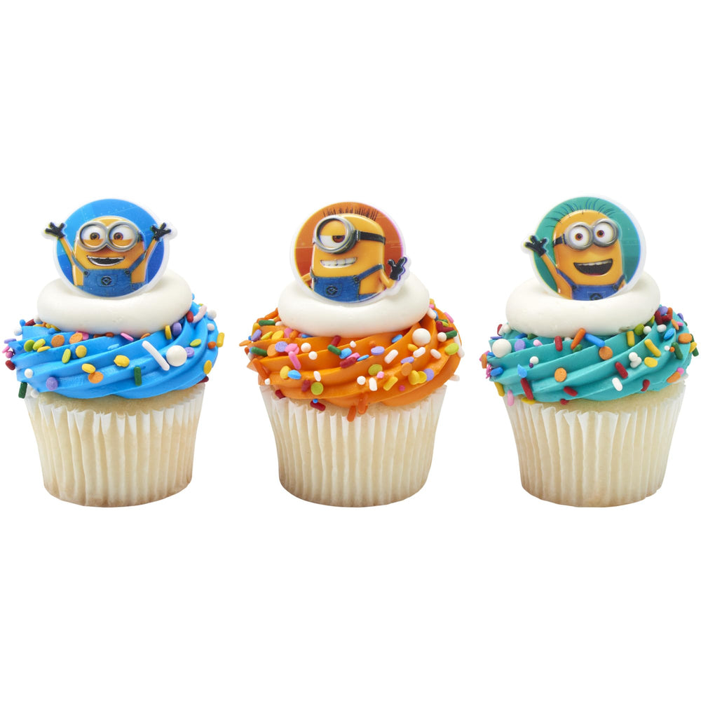 Three-design DecoPac Minions rings provide versatile toppers