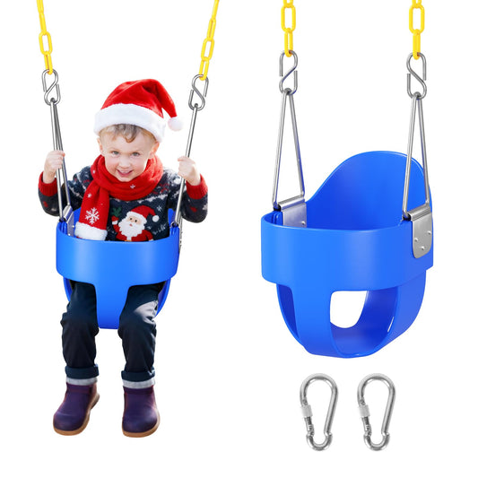 DECORLIFE toddler swing seat in blue basket for outdoor play
